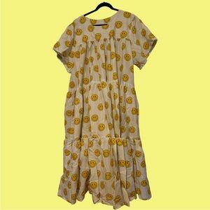 NWOT Nettle Studios Tiered Maxi Dress Smiley Face Print - 1X-3X